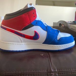 Nike Jordan Red and Blue Multi Colored Swoosh